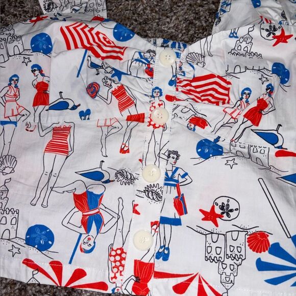 Modcloth Retro Beach Ladies Printed Two Piece Skirt Set NWT Whimsical Retro - Picture 9 of 10